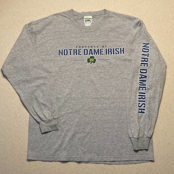 Briar Creek Vintage Notre Dame Gray T Shirt Long Sleeve Unisex Adult L - Picture 4 of 13